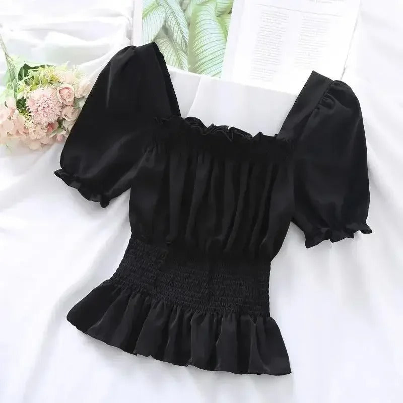 Elegant Puff-Sleeve Chiffon Blouse for Women