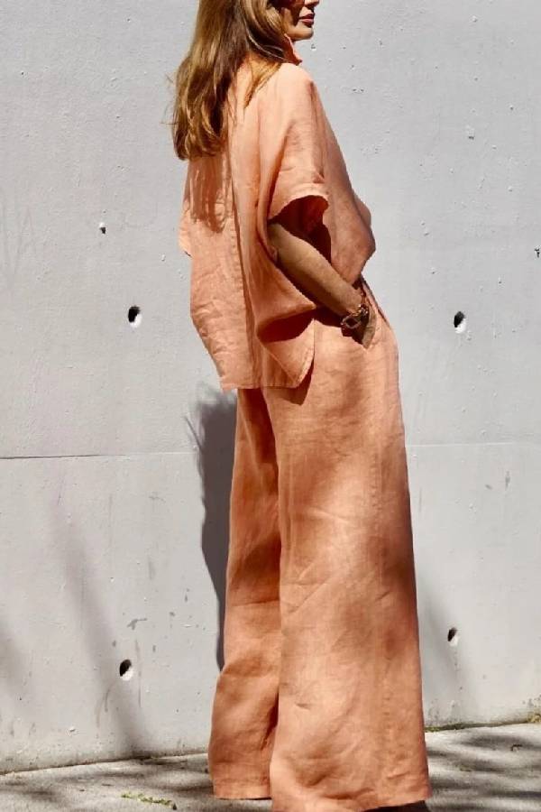 Ivyshape | Linen Orange Two-Piece Suit