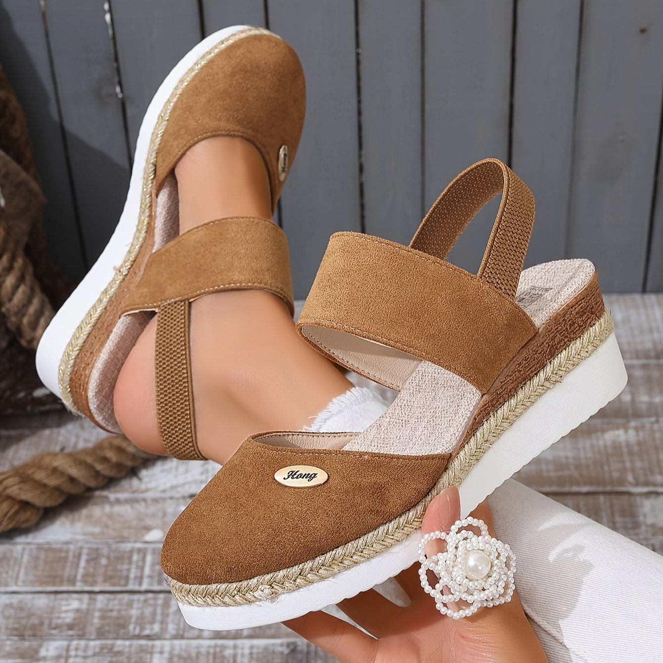 IvyShape | Women’s Sandals On Platform: Non-Slip, Closed Toe, Elastic Strap