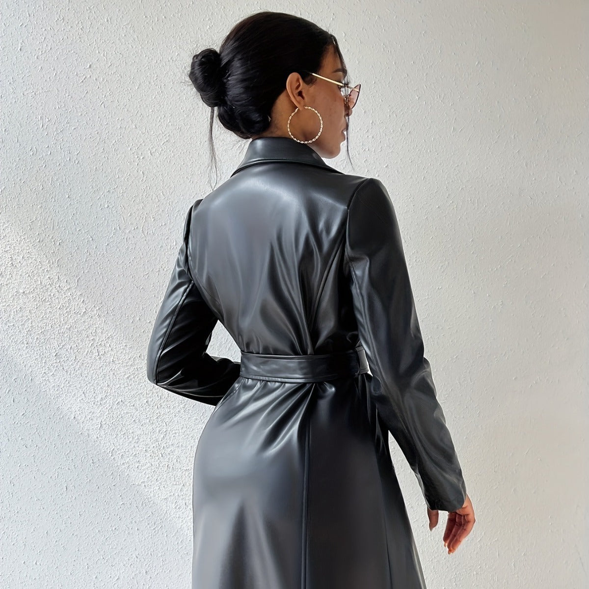 Ivyshape | Long Sleeve Slim Fit Women'sLong Trench Coat