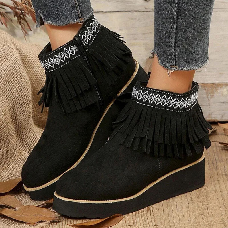 Ivyshape | Women's Tassel Ankle Boots Winter