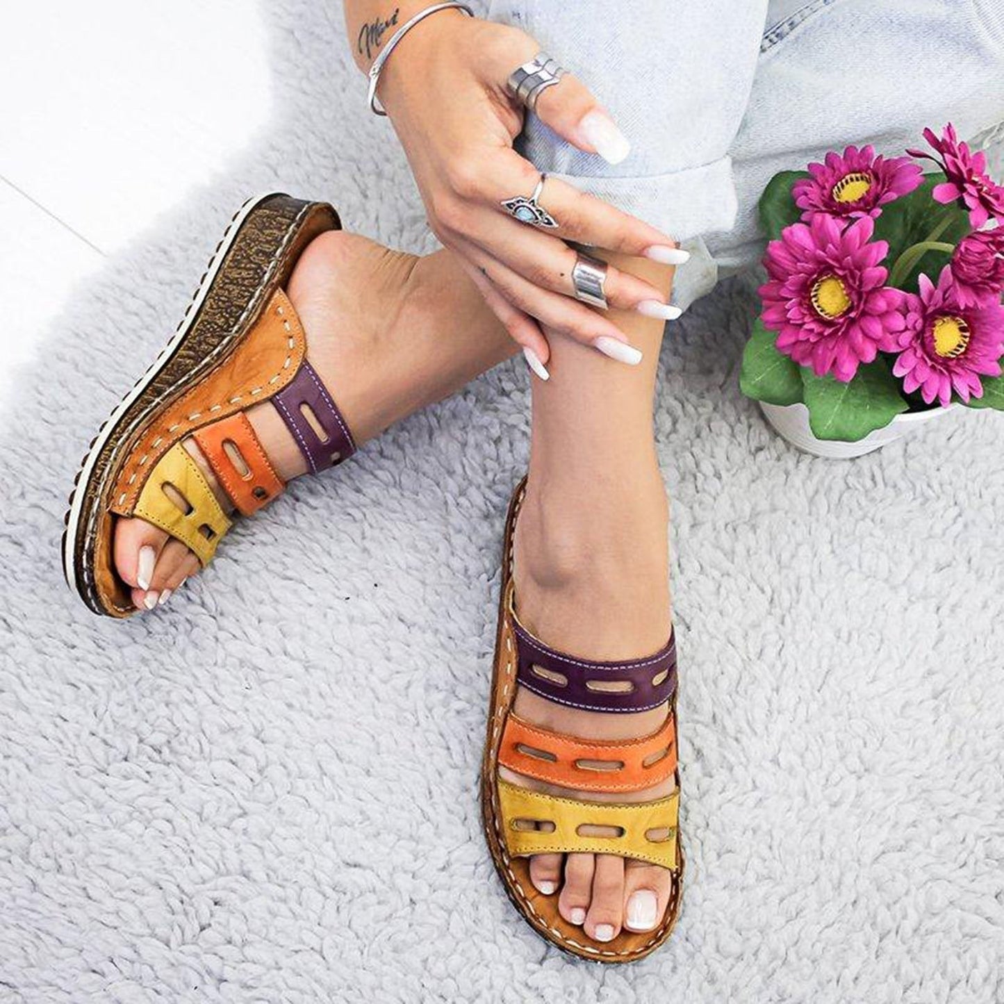 Ivyshape | Premium Tricolored Sandals Aussie Favorite