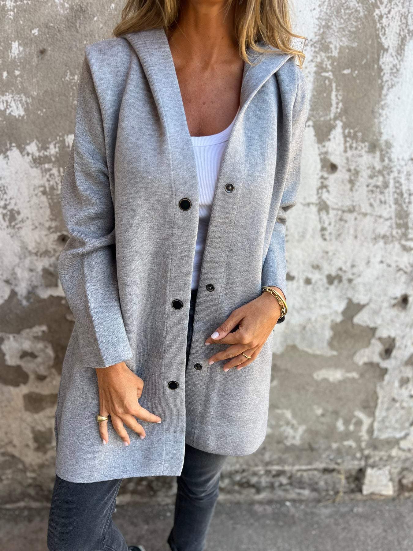 Ivyshape | Casual Single-Breasted Blazer with Hood