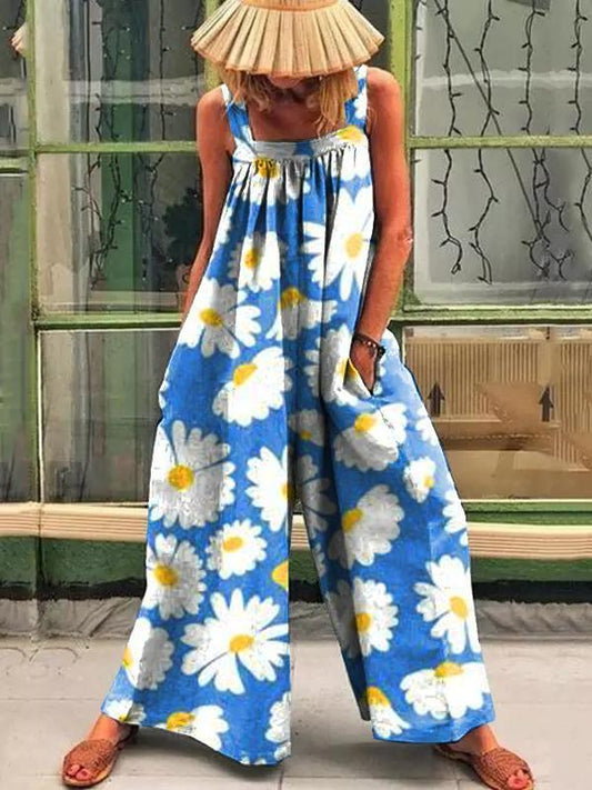 Retro floral prints jumpsuit