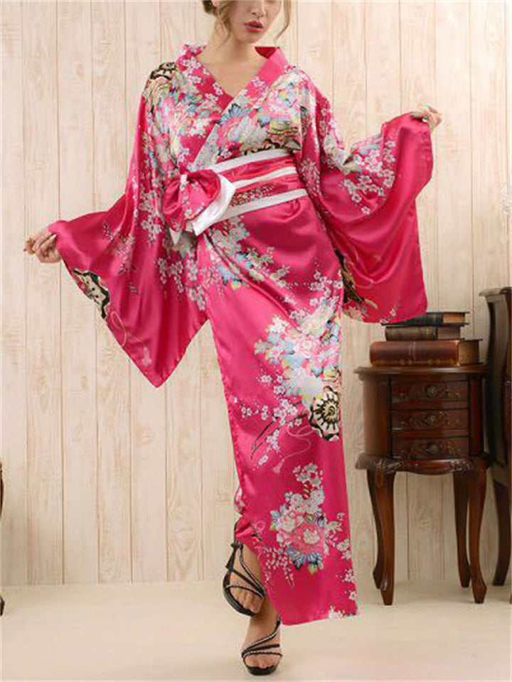 Vintage Cherry Blossom Wide Sleeve Kimono for Women