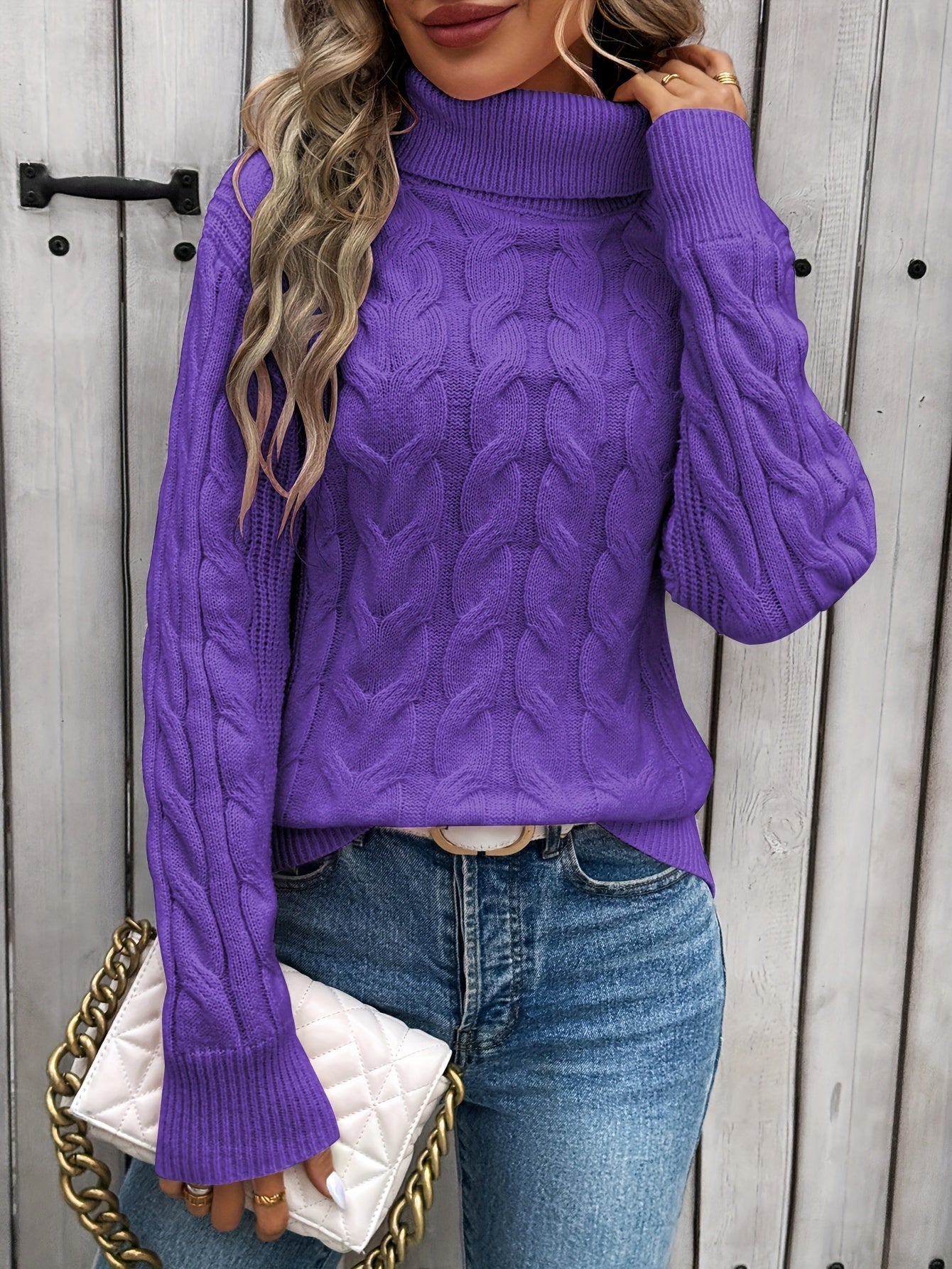 Ivyshape | Turtle-Neck Knitted Pullover Sweater