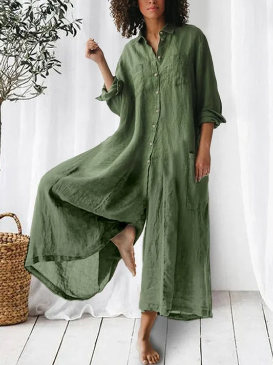 Ivyshape | Oversized Jumpsuit with Long Sleeves