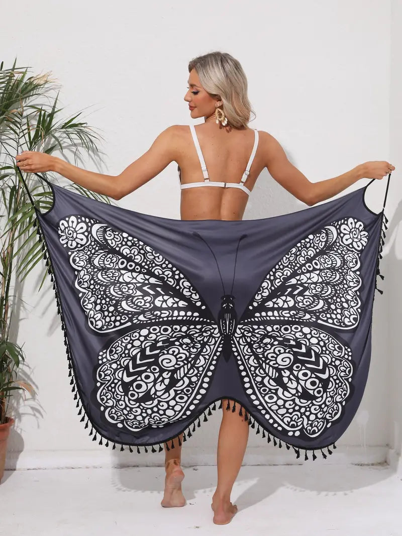 Ivyshape | Women's Butterfly Style Cover-Up Black