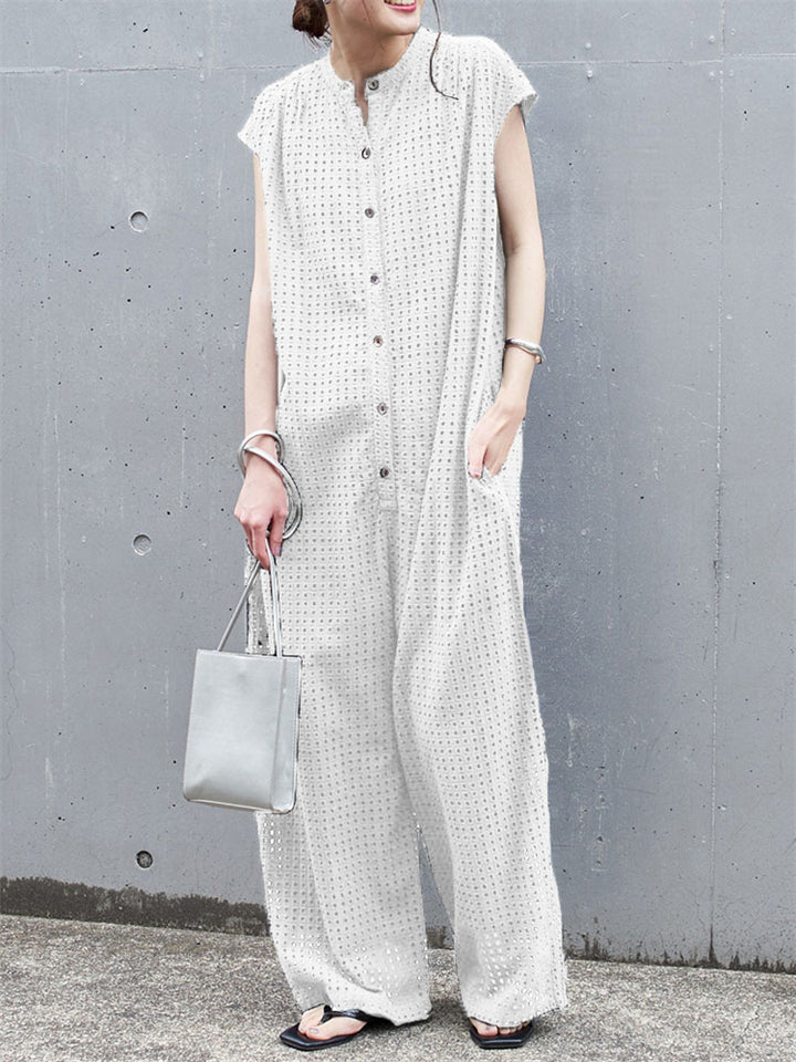 Cozy Relaxed Eyelet Jumpsuits