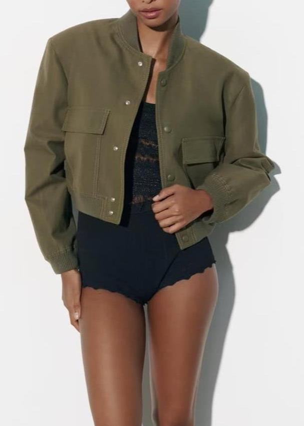 Ivyshape | Utility Baseball Jacket Olive Green