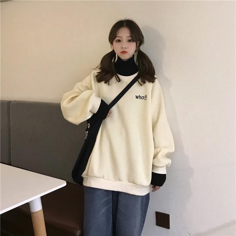 2-in-1 Turtleneck + "who!!" Sweatshirt