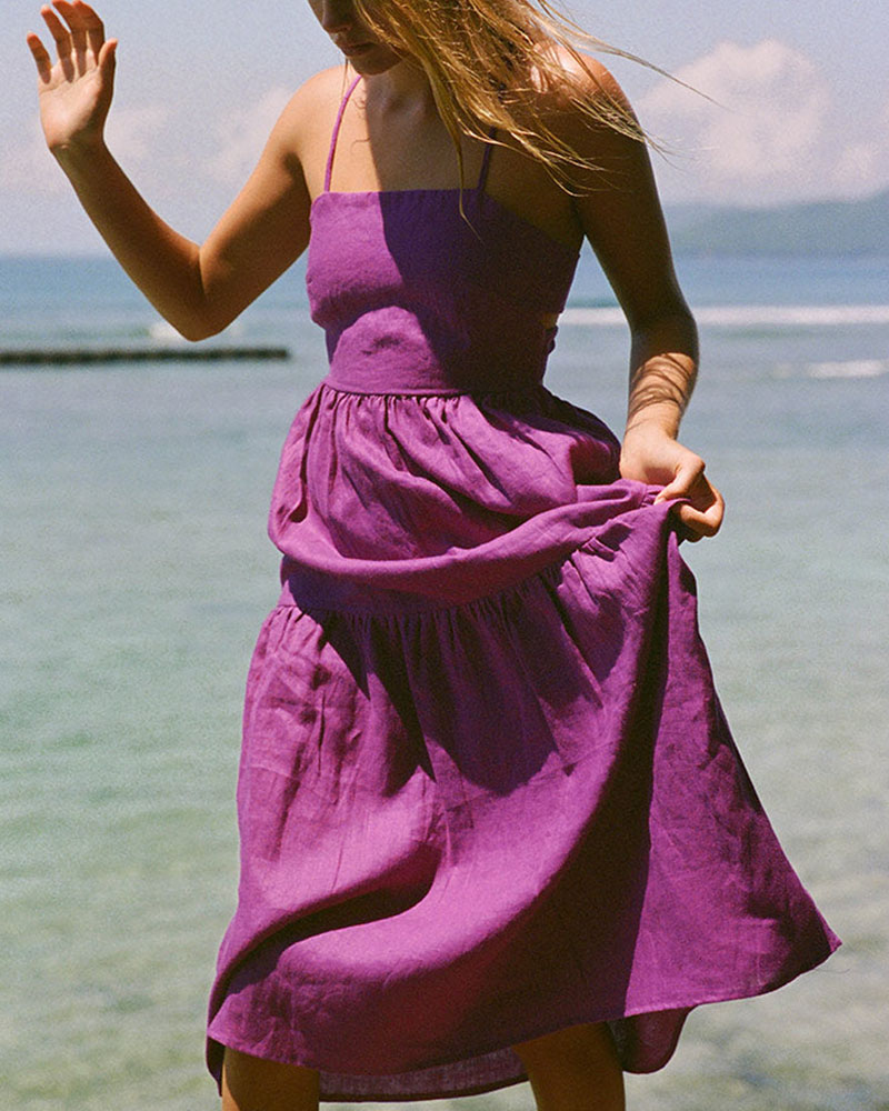 Purple Lace-up Dress