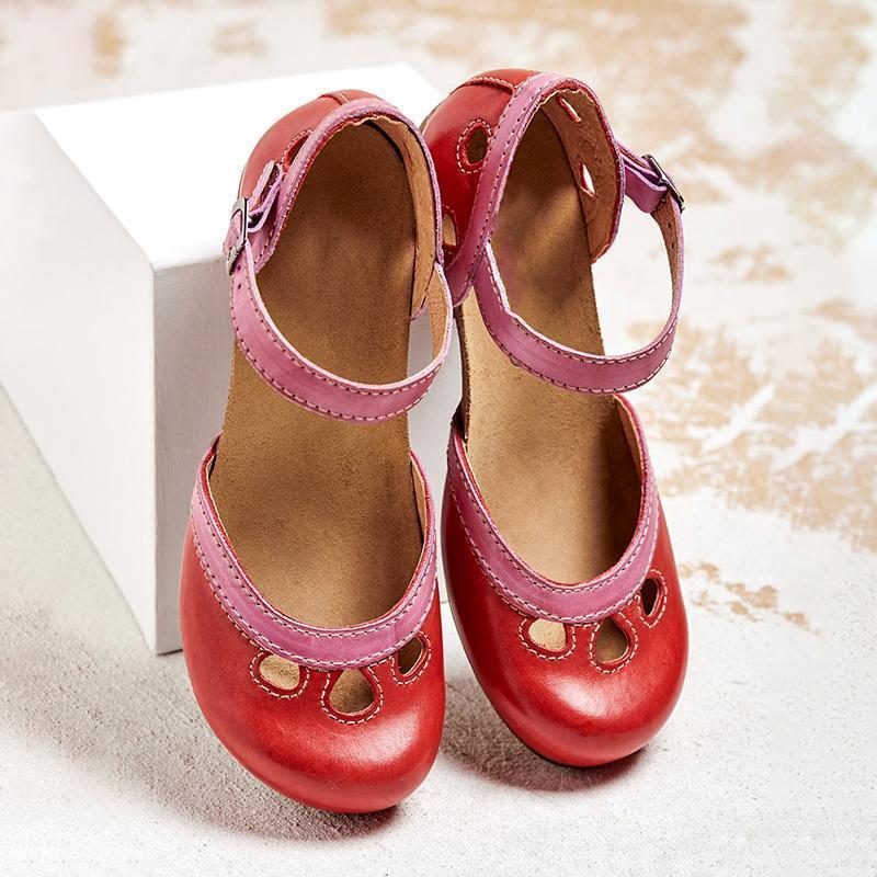 Ivyshape | Women's Wooden Heels Shoes Colorful