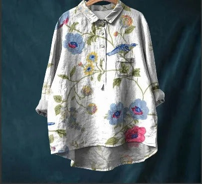 Vibrant Floral Print Blouse for Women (2XL)