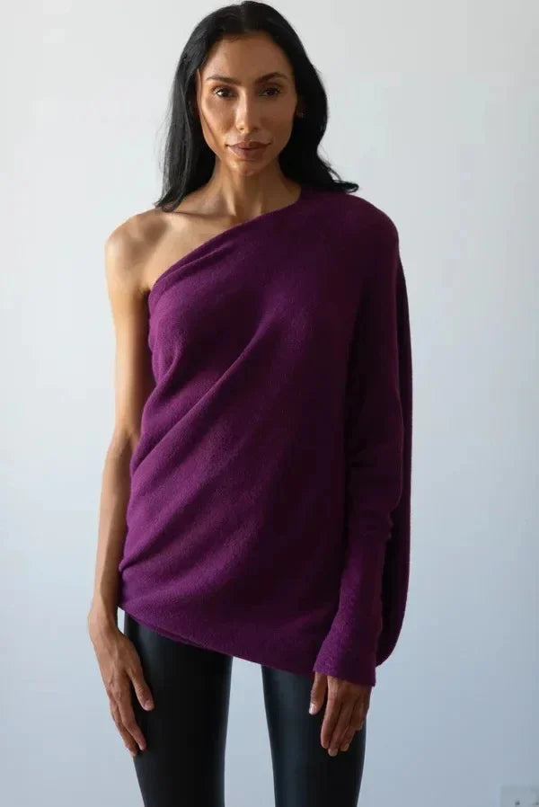 Ivyshape | Women's Asymmetric Draped Sweater