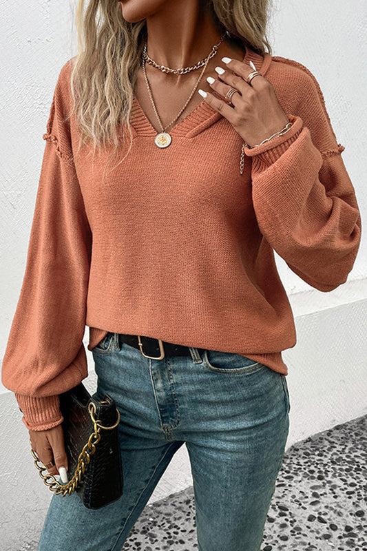 Ivyshape | Long Sleeve Solid Color Sweater