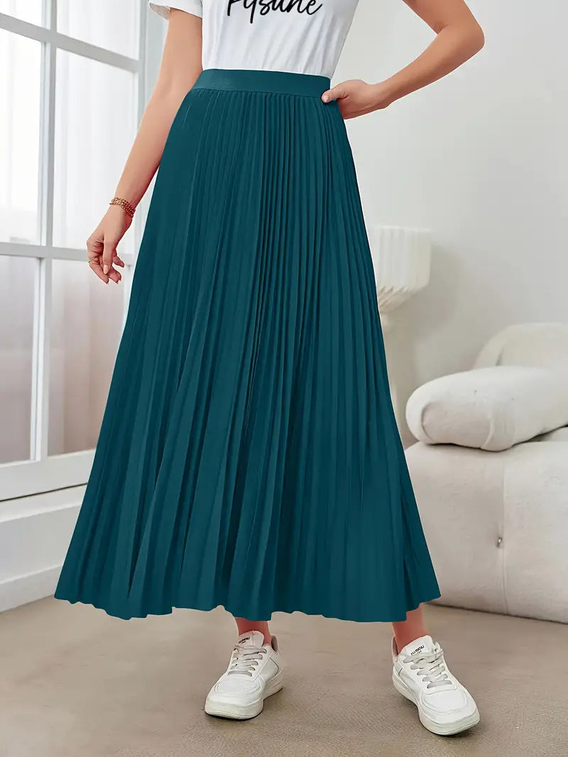 Ivyshape | Women's Stylish Pleated Skirt Long