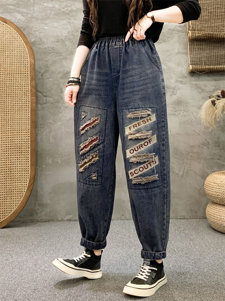 Hip-Hop Streetwear Ripped Jeans for Women