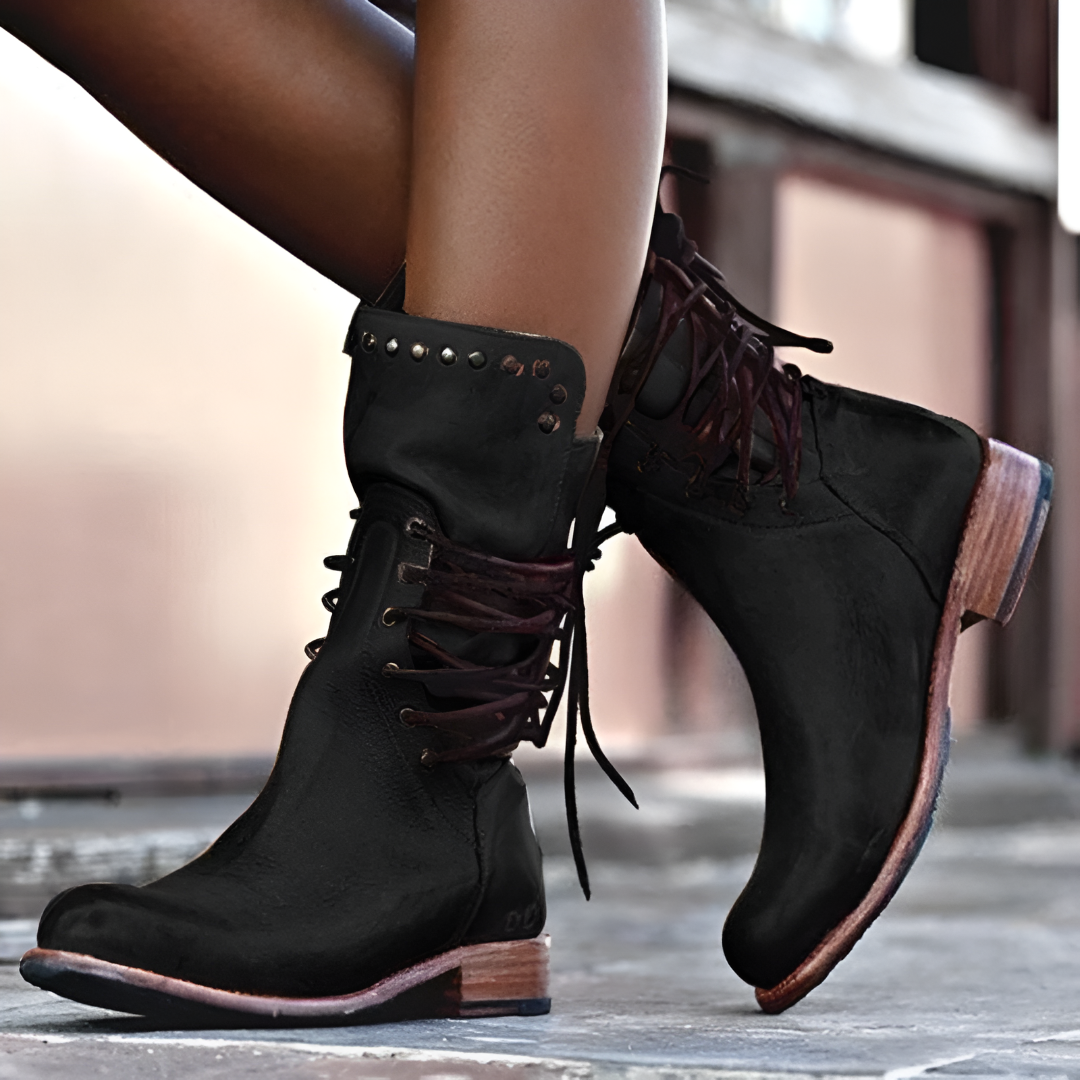 Ivyshape | Leather boots with laces