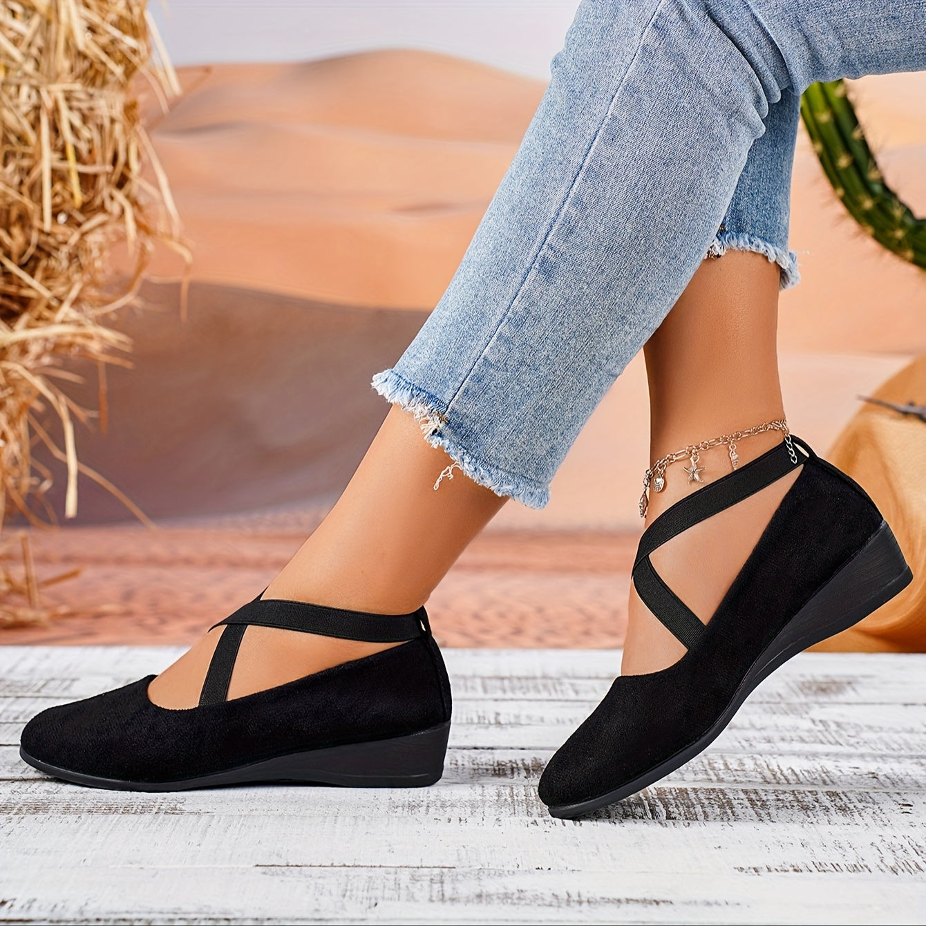 IvyShape | Comfortable Flat Wedges