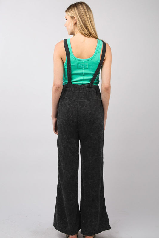 Ivyshape | Very J Texture Washed Wide Leg Overalls