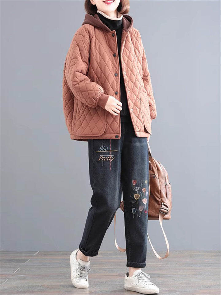 Winter Casual Rhombus Thickened Quilted Cotton Jacket