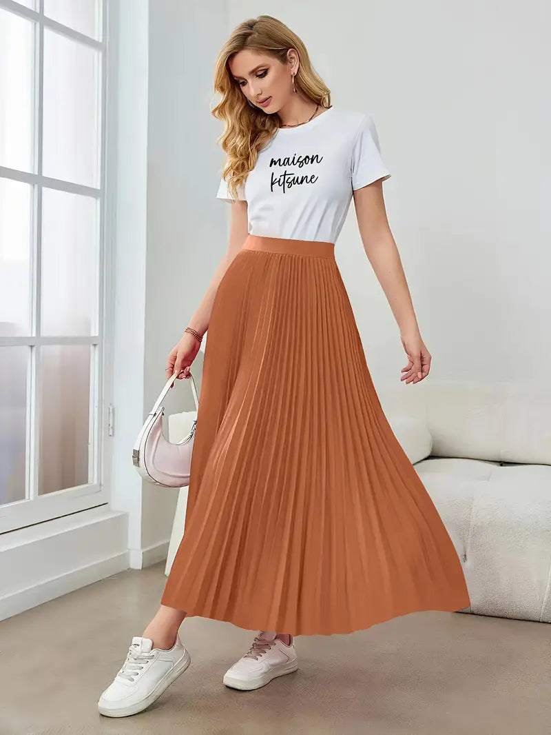 Ivyshape | Women's Stylish Pleated Skirt Long