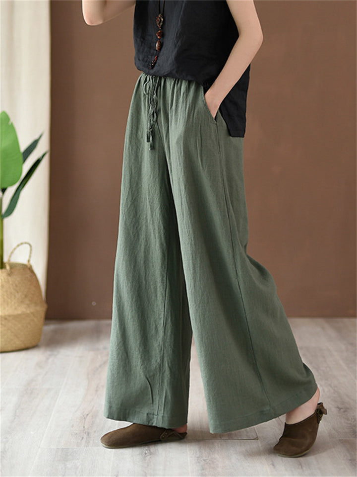 Women's Summer Comfortable Linen Yoga Wide Leg Pants