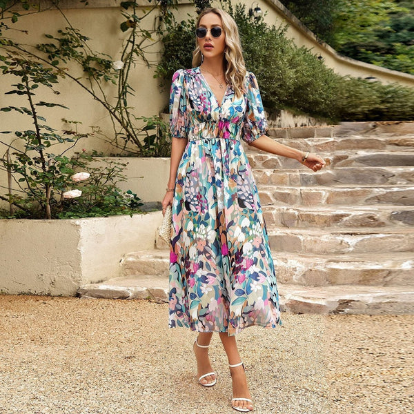 Ivyshape | Women's Long Midi Dress Floral