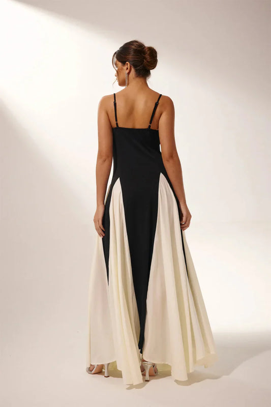 Ivyshape | Panelled Tulle A-Line Slip Maxi Dress