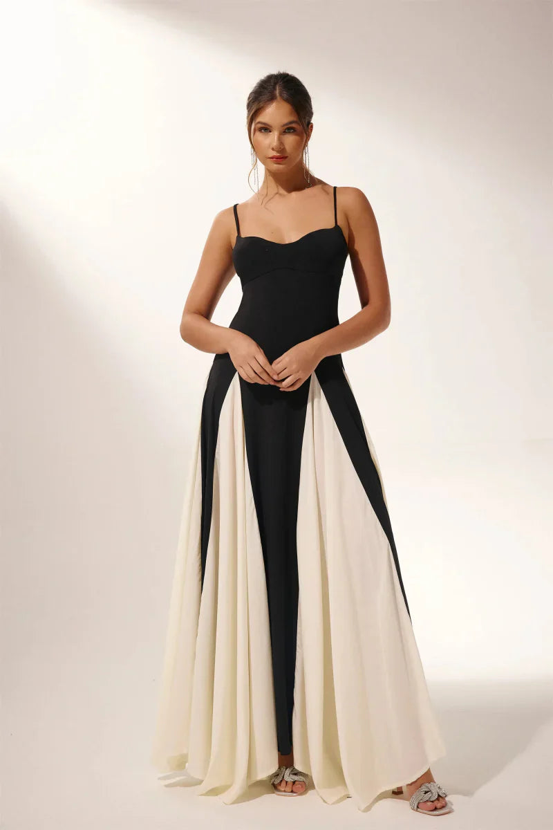 Ivyshape | Panelled Tulle A-Line Slip Maxi Dress