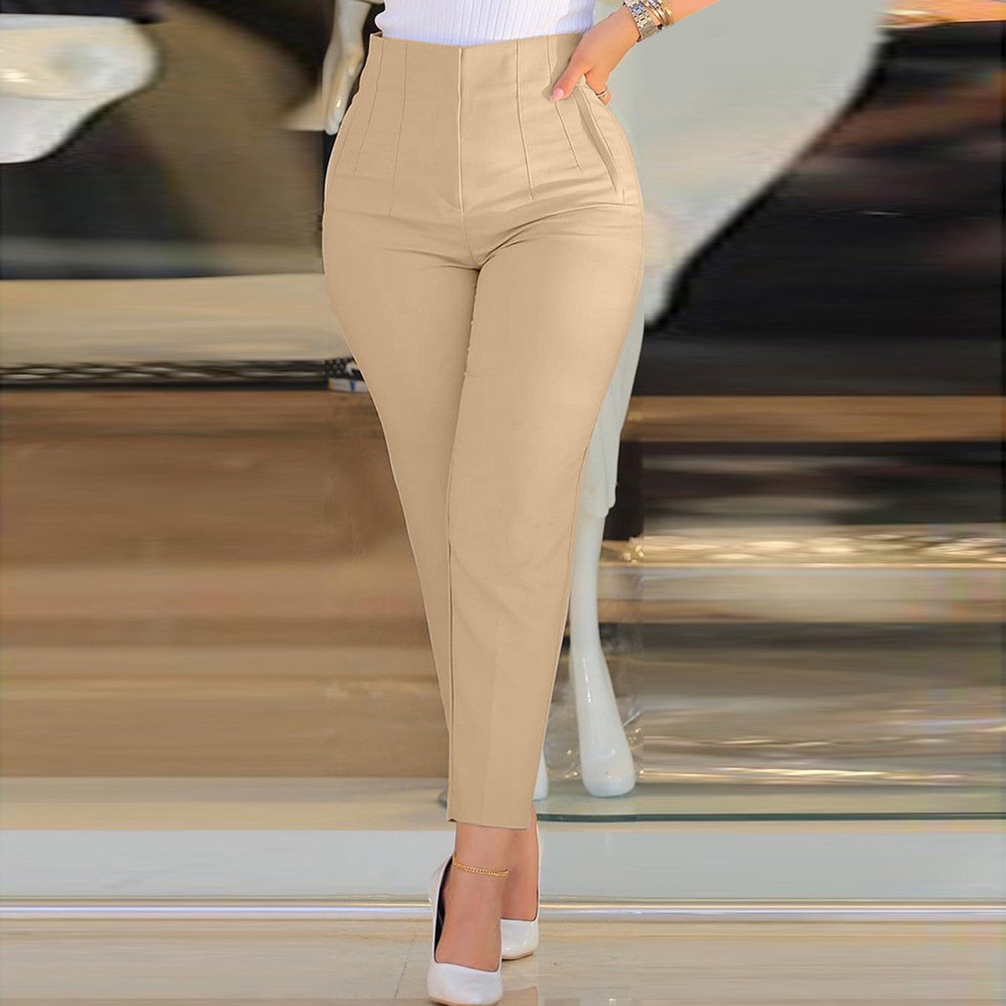 Ivyshape | High Waist Formal Pants Women