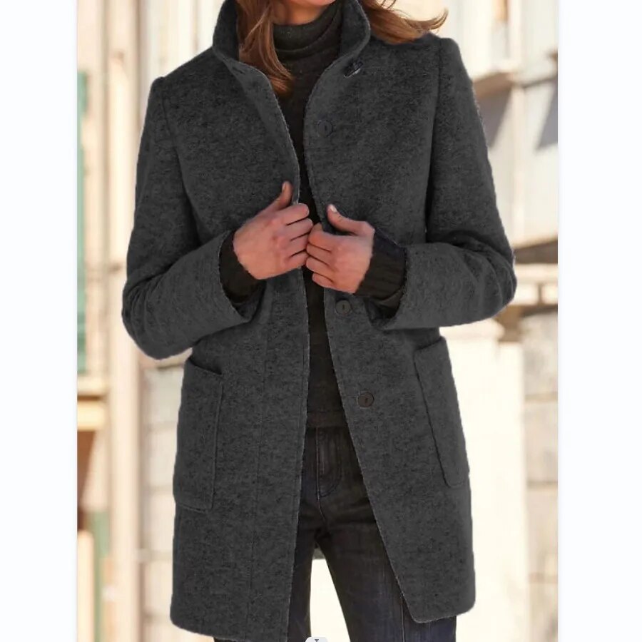 Ivyshape | Wool Coat With Button Closure for Women