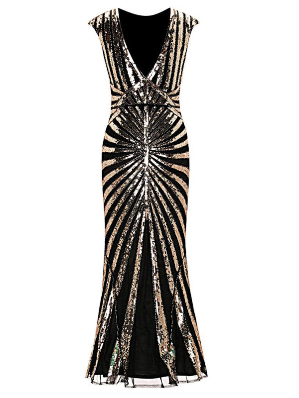 Sequin Art Deco Maxi Dress