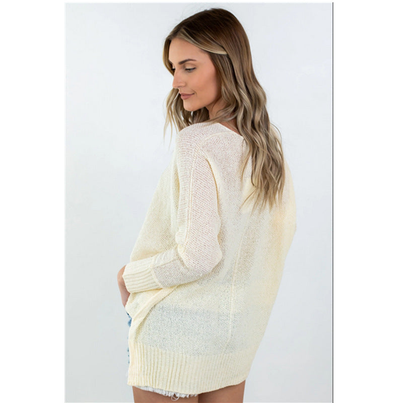 Ivyshape | V-Neck Long Sweater