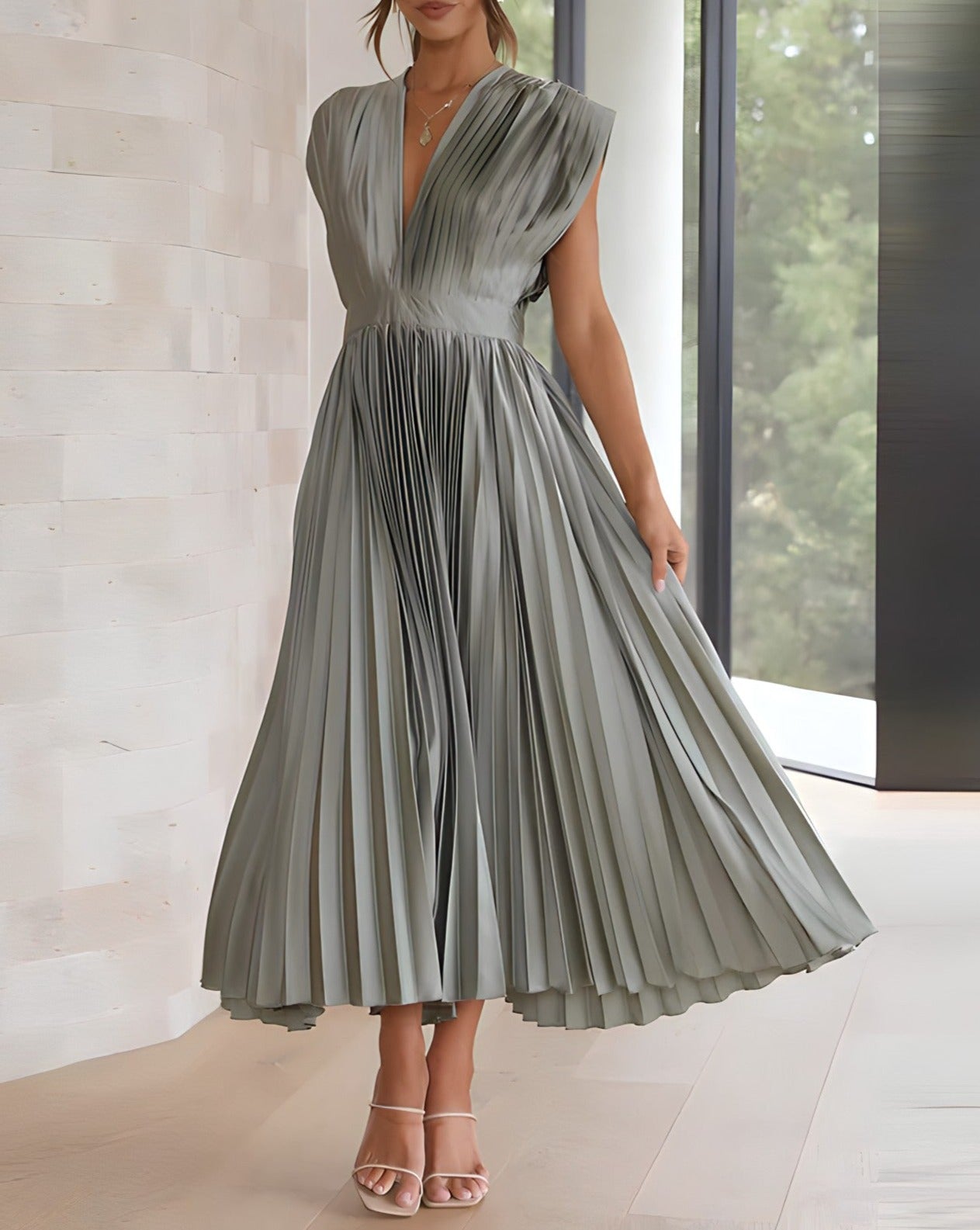 Ivyshape | Elegant Pleated Midi Dress