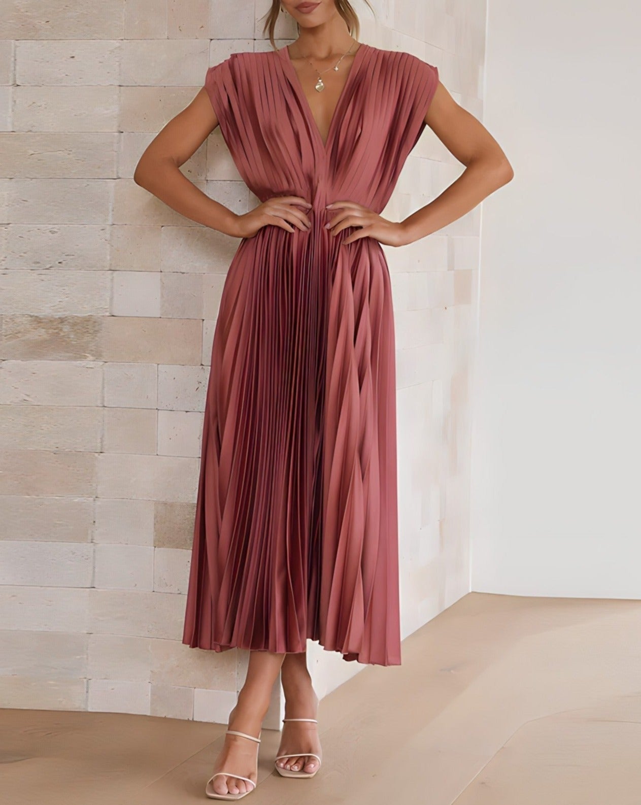 Ivyshape | Elegant Pleated Midi Dress
