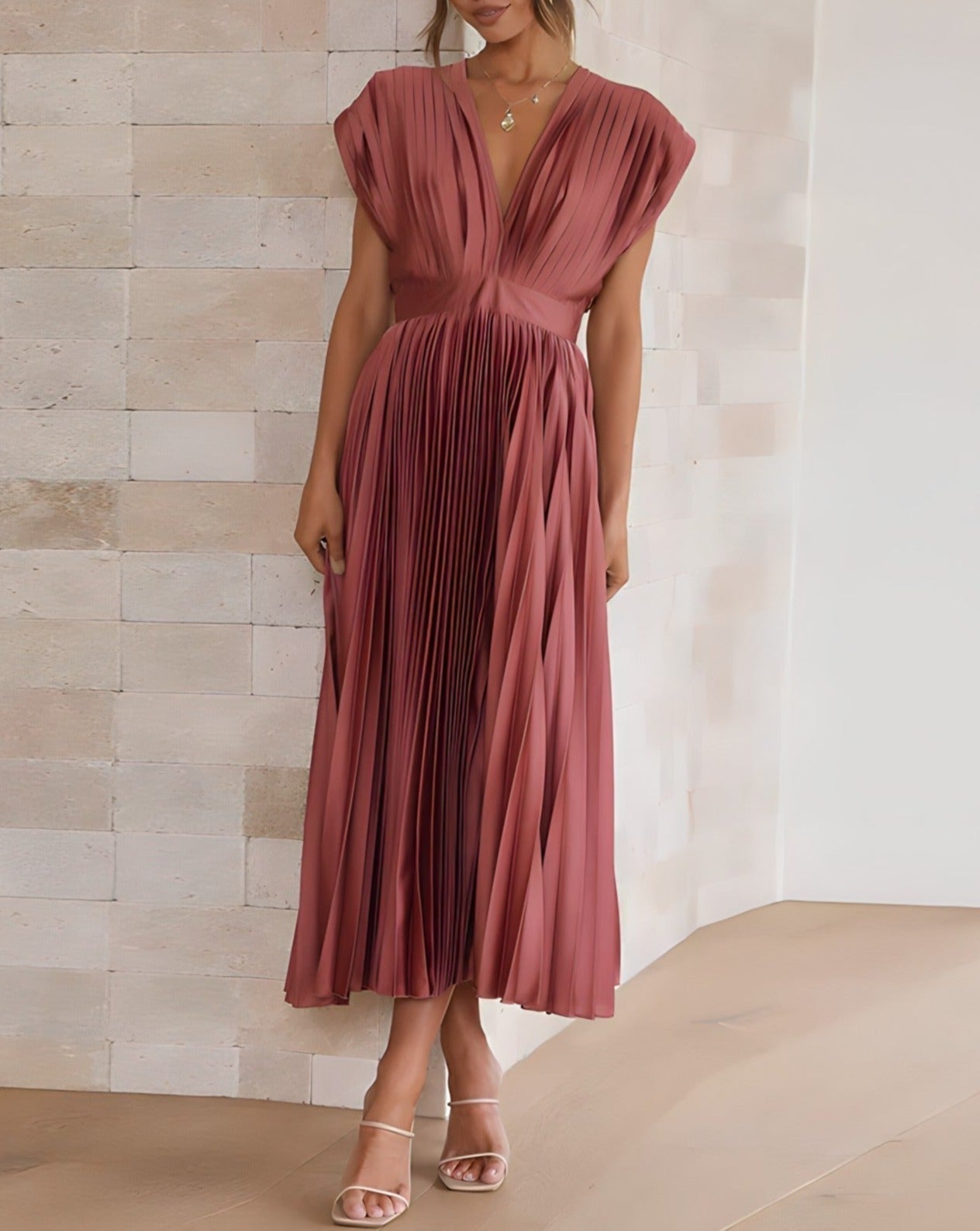Ivyshape | Elegant Pleated Midi Dress