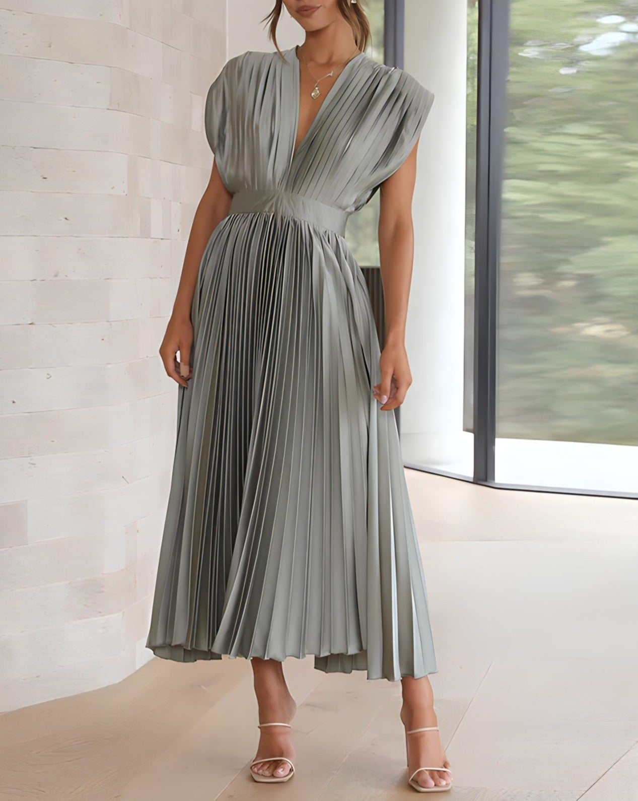 Ivyshape | Elegant Pleated Midi Dress