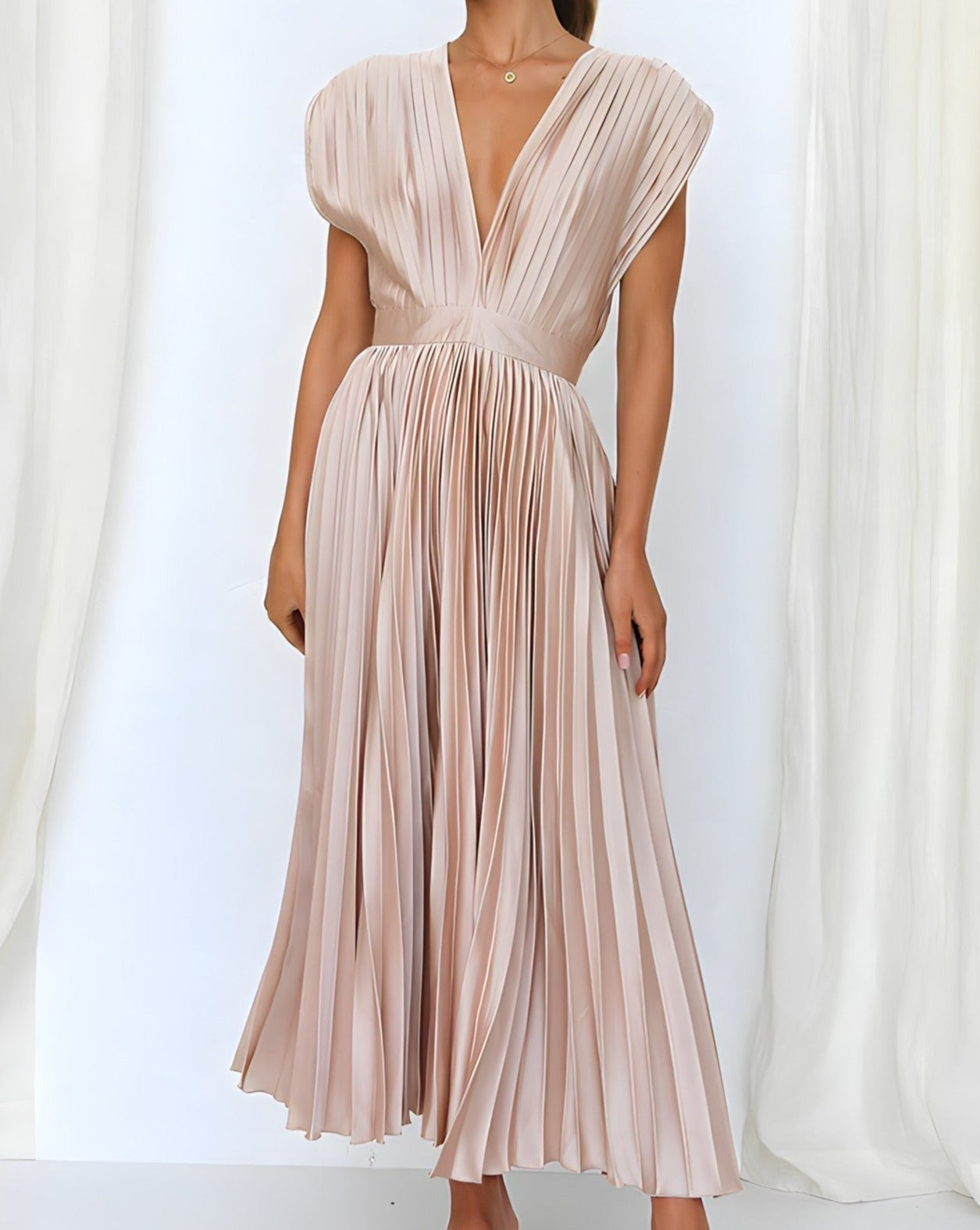 Ivyshape | Elegant Pleated Midi Dress
