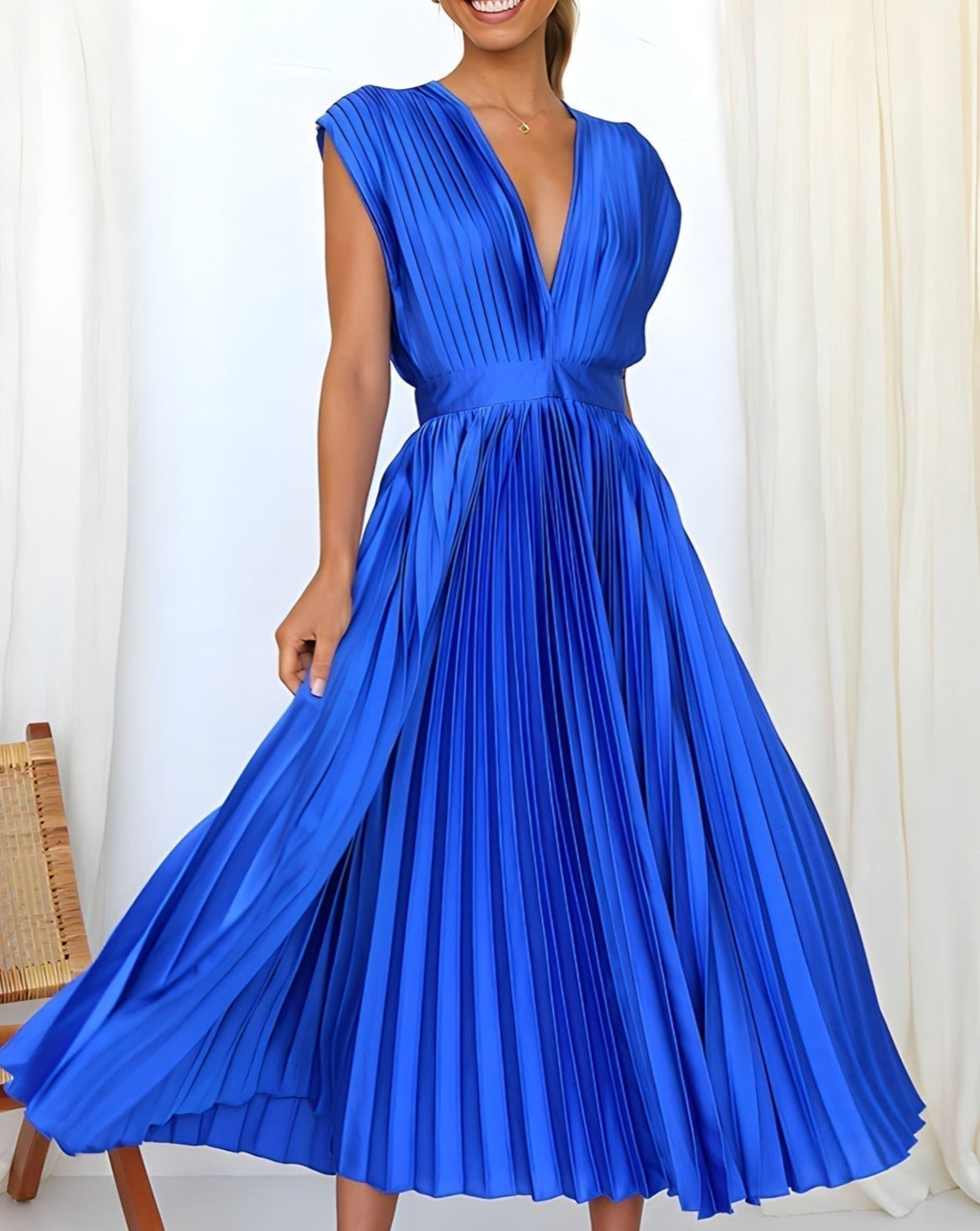 Ivyshape | Elegant Pleated Midi Dress