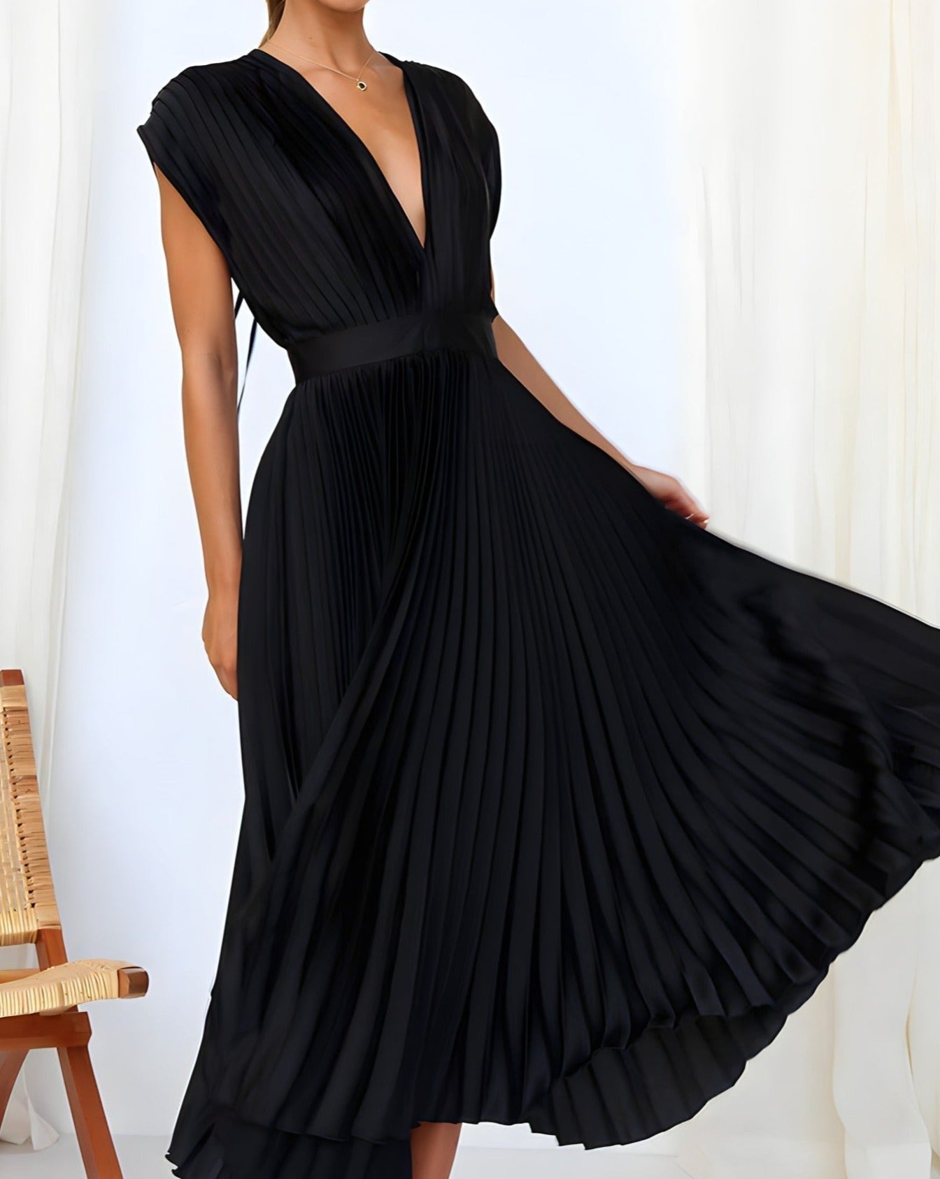 Ivyshape | Elegant Pleated Midi Dress