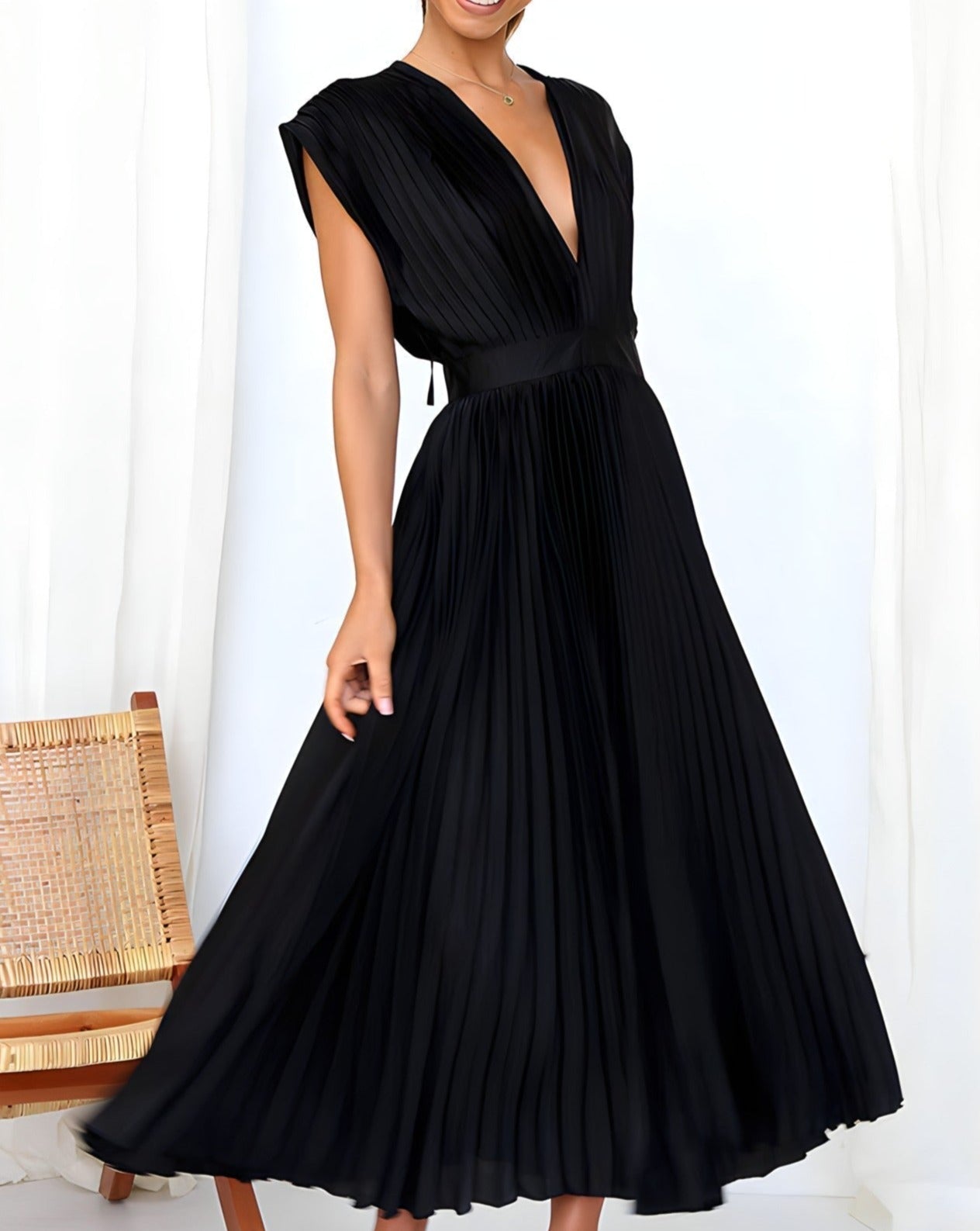 Ivyshape | Elegant Pleated Midi Dress