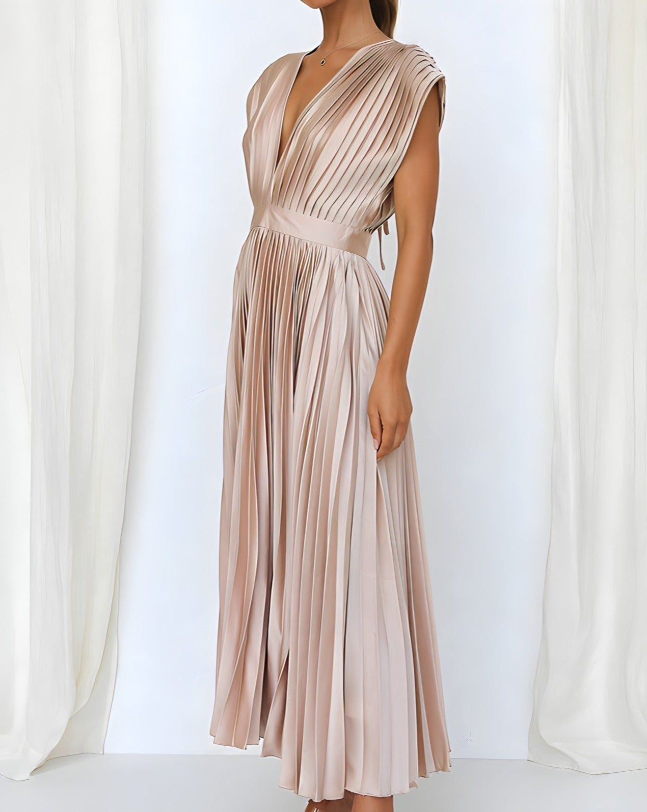 Ivyshape | Elegant Pleated Midi Dress