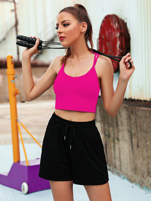 IvyShape | 3 Pack Women's Sport Bra Padded Crisscross Yoga Bra Seamless Medium Impact Fitness Activewear