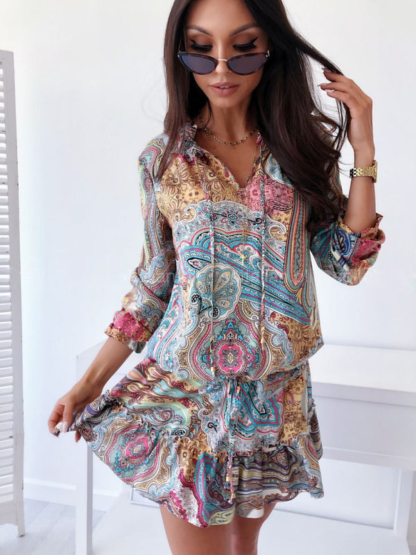 Ivyshape | Women's Colorful Boho Style Dress Mini