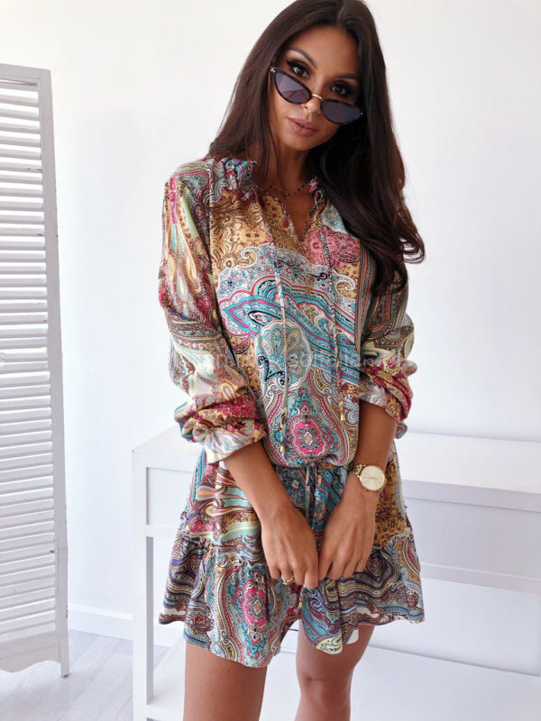 Ivyshape | Women's Colorful Boho Style Dress Mini