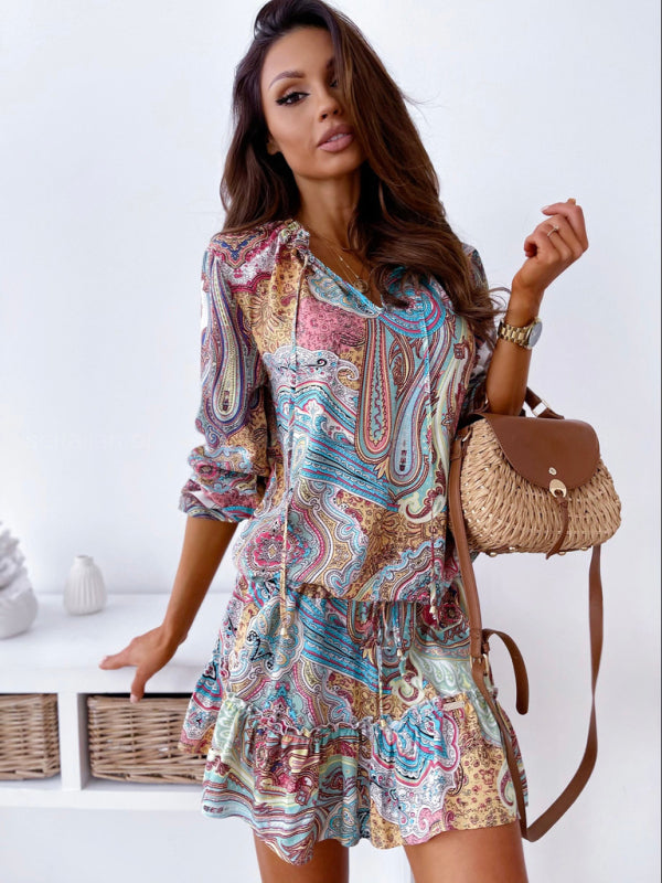 Ivyshape | Women's Colorful Boho Style Dress Mini