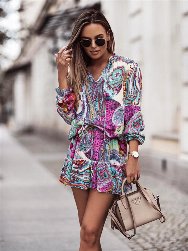 Ivyshape | Women's Colorful Boho Style Dress Mini