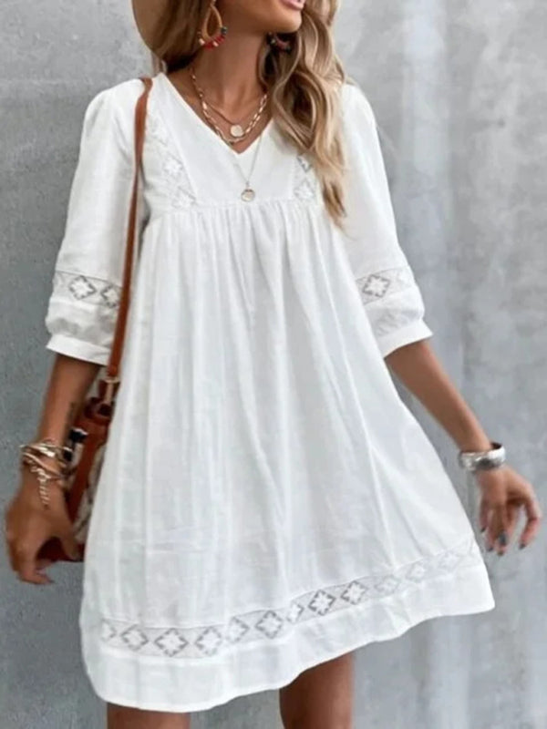 Ivyshape | Women's Flowy Mini Dress White